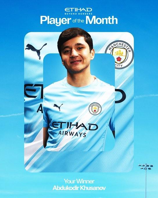 英雄联盟全球总决赛-官方：乌兹别克斯坦后卫胡桑诺夫当选曼城3月最佳球员